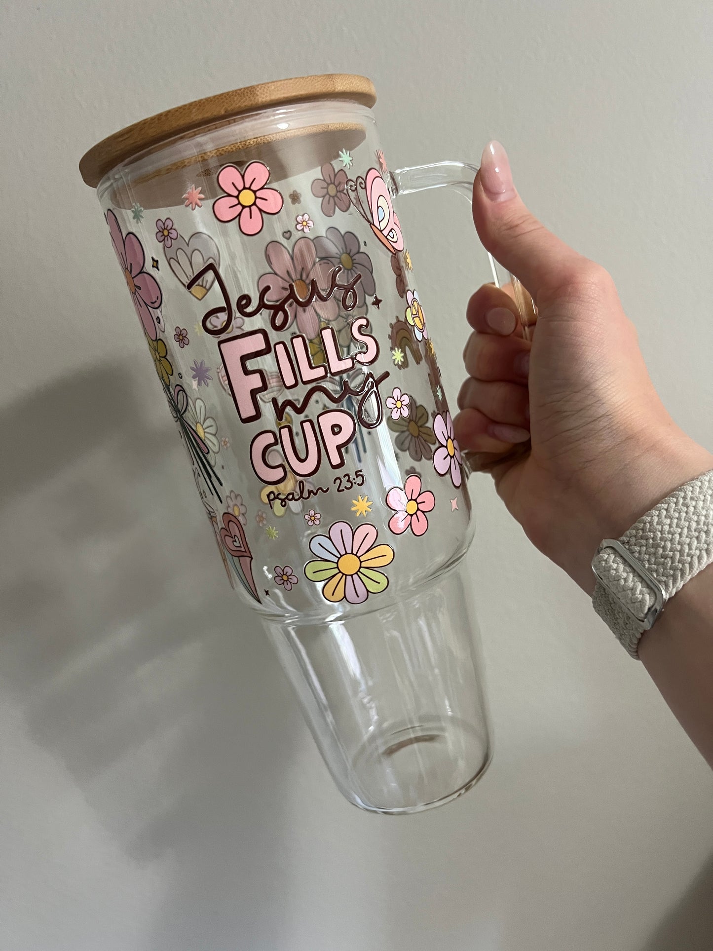 Jesus Fills My Cup 40z GLASS TUMBLER