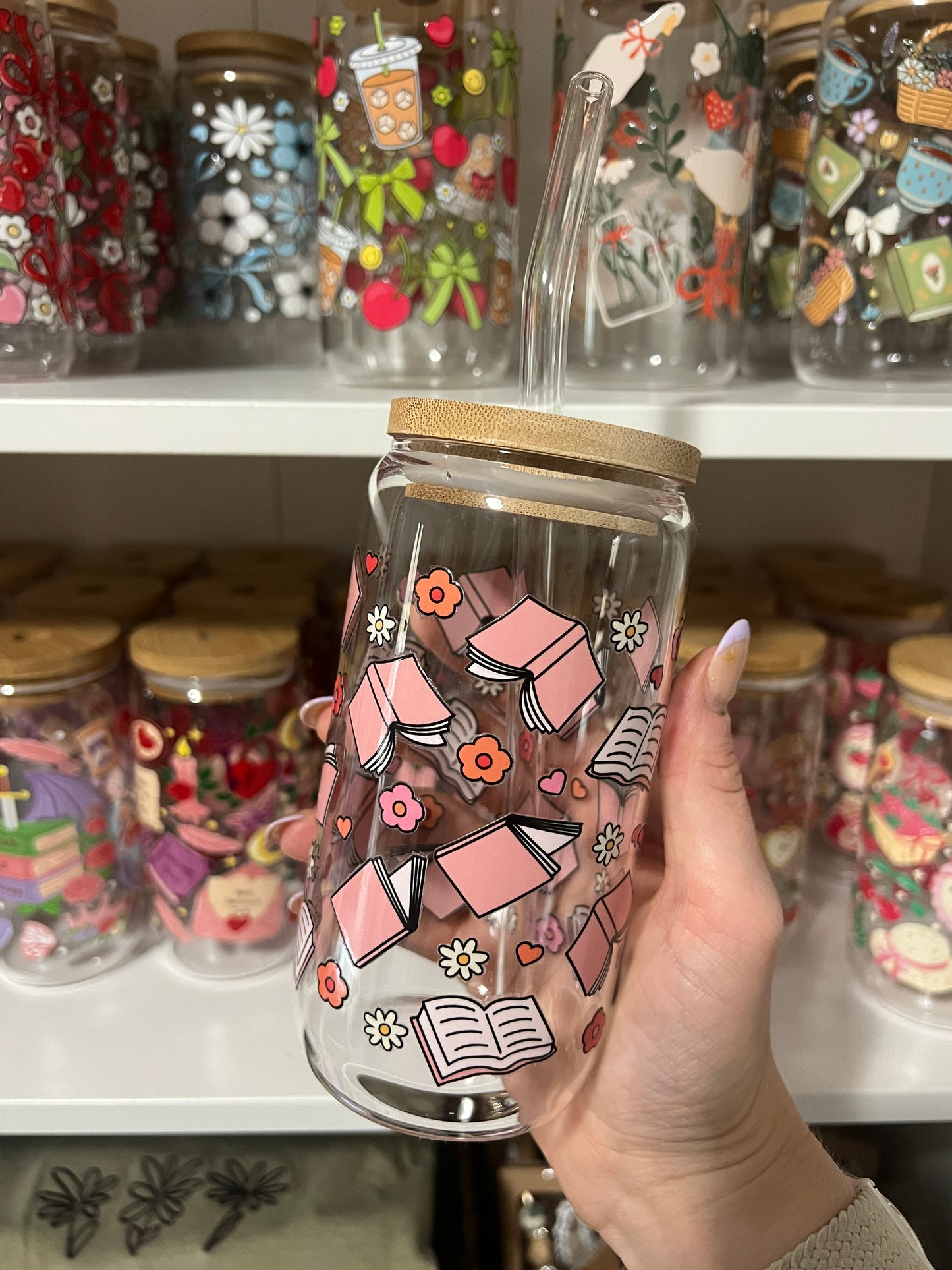 Books Books and More Books Glass Cup