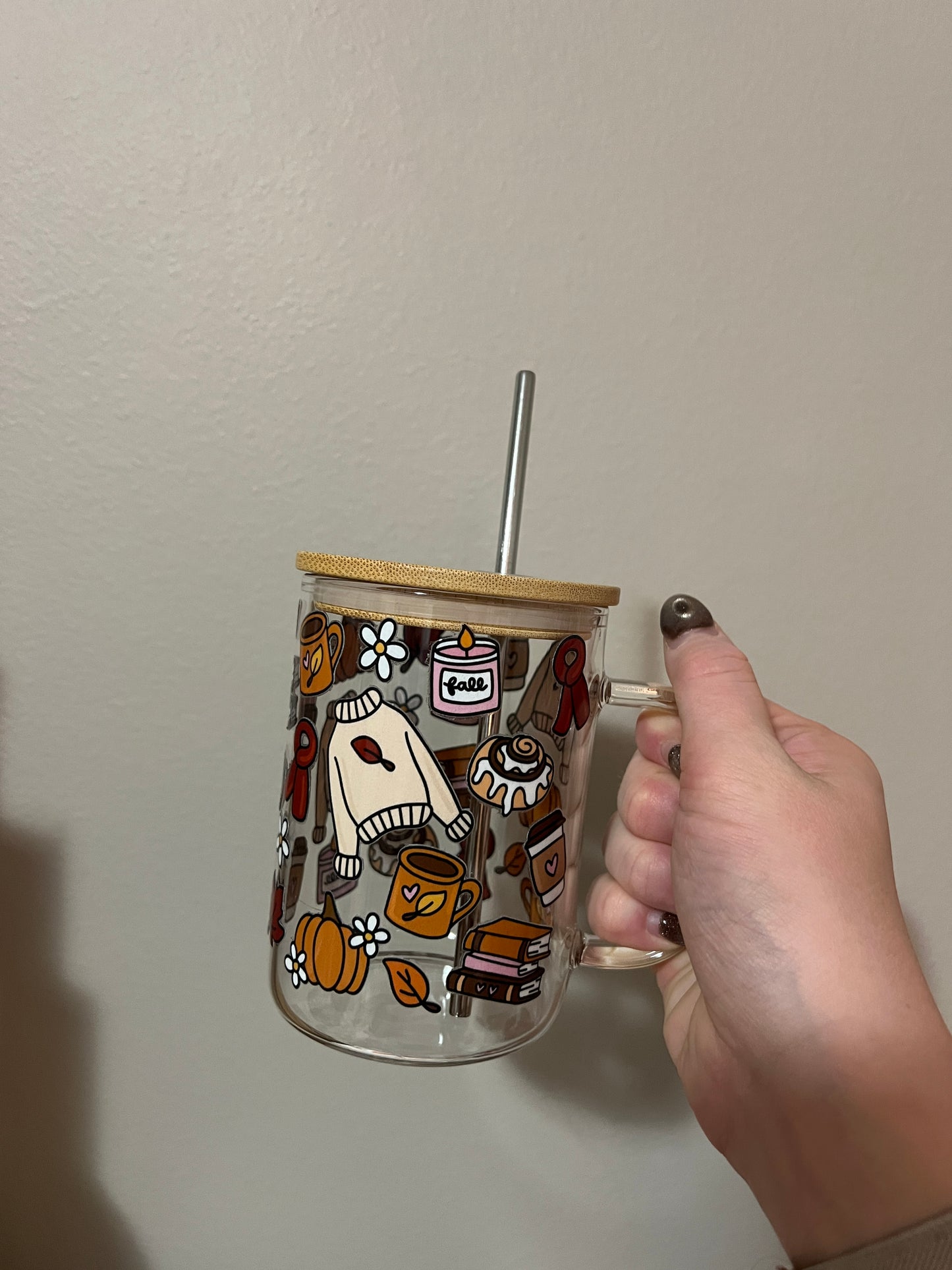 Fall 2.0 16oz Handled Glass Cup