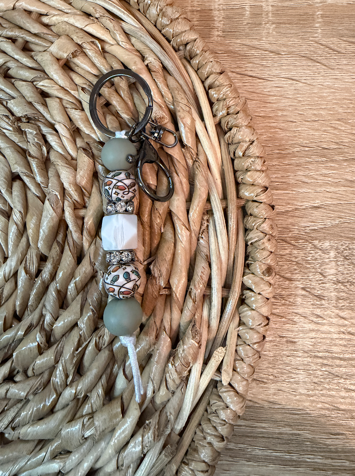 Christmas Lights n Checkers Keychain