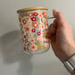 Peach Floral 16oz Handled Glass Cup