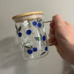 Blueberry 16oz Handled Glass Cup