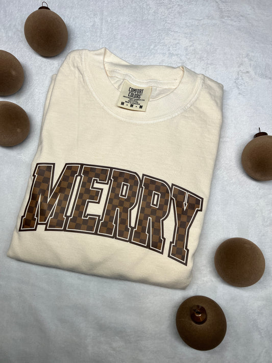 Brown Checkered Merry Long Sleeve