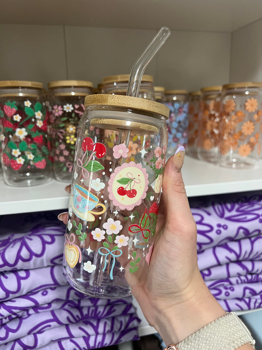 Cherries and Bows and Glass Cup