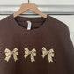 Brown Checkered Bow Crewneck