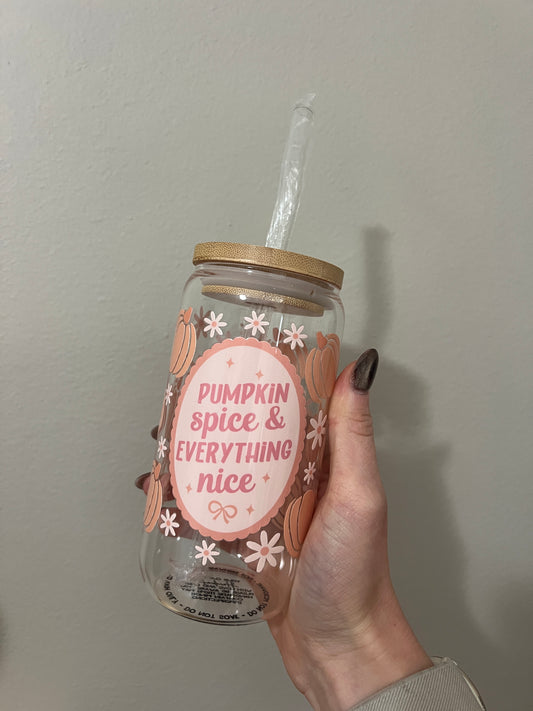 Pumpkin Spice & Everything Nice Glass Tumbler